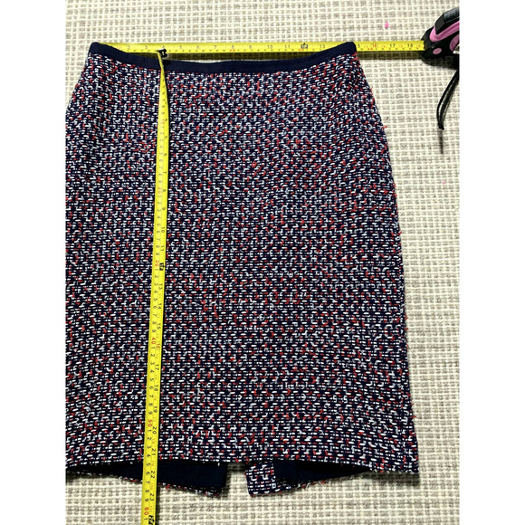 Talbots Womens 6 Red, White & Navy Blue Tweed Pencil Skirt - Picture 8 of 8
